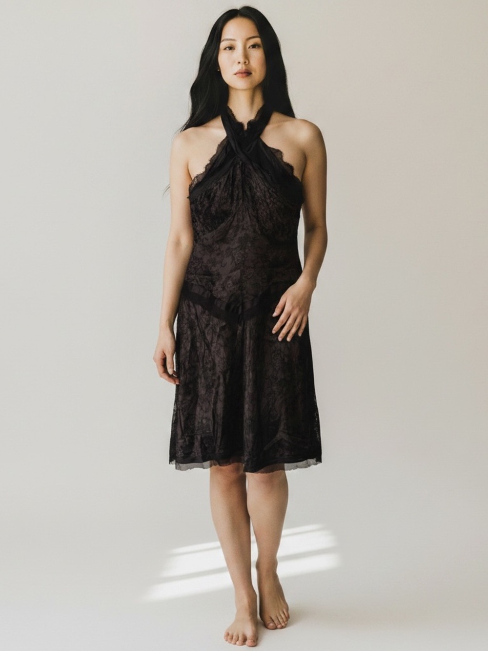 Adrianna Black Lace Halter Dress | Size 6 | Elegant Cocktail Mini